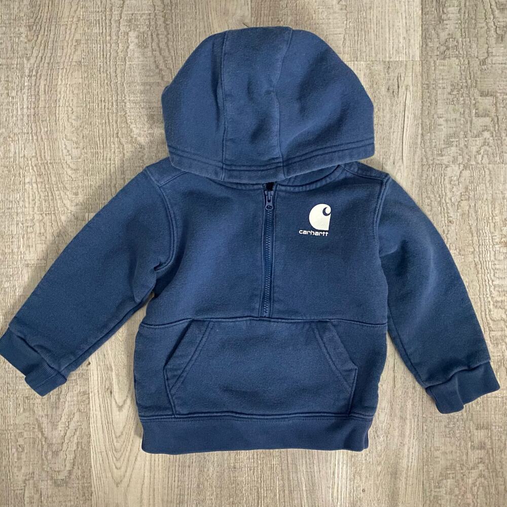 Kid’s Carhartt Hoodie half-zip pullover size 18 months toddler Navy Blue